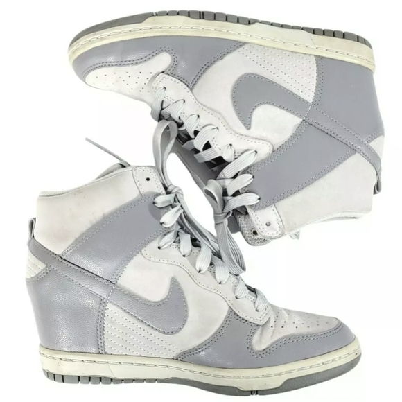 Nike Sky Hi Dunks Grey Suede Leather Women's Shoes Sz 6.5 - Picture 3 of 8